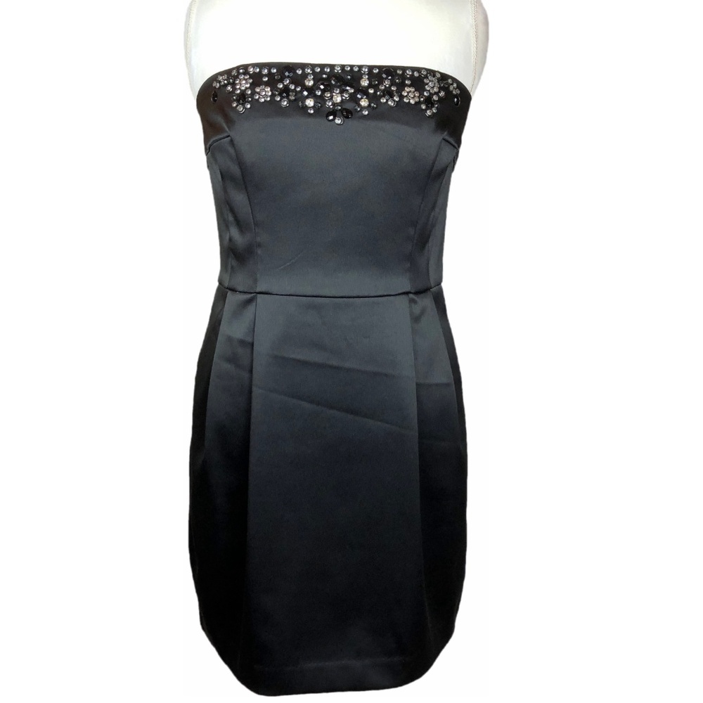 NEW! EXPRESS Black satin dress w/ jewel embellishments - SZ 10